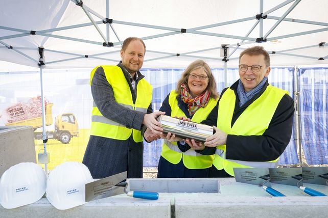 Metro, Düsseldorf, Großmarkt, Neubau, Ulmenstraße, Grundsteinlegung, Gastronomie, Großhandel, Stadtteilentwicklung, Nachhaltigkeit, Roland Ruffing, Metro Deutschland