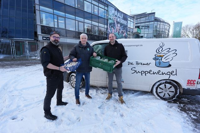 SV Werder Bremen, Supreme Sports Hospitality, Bremer Suppenengel, Lebensmittelspende, Weserstadion, Catering, Spielabsage, Bremen, soziale Unterstützung, Gastronomie. 
