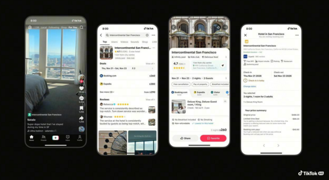 TikTok GO, TikTok Reisen, Hotelbuchung TikTok, Booking.com TikTok, Expedia TikTok, GetYourGuide TikTok, Reisebuchung Social Media, TikTok USA, TikTok Hotels, TikTok Touren