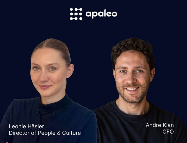Apaleo, Leonie Häsler, Andre Klan, CFO, Director of People & Culture, Proptech, Property Management Plattform, Hotellerie, SaaS, internationale Expansion, KI-Agenten, Agent Hub, München