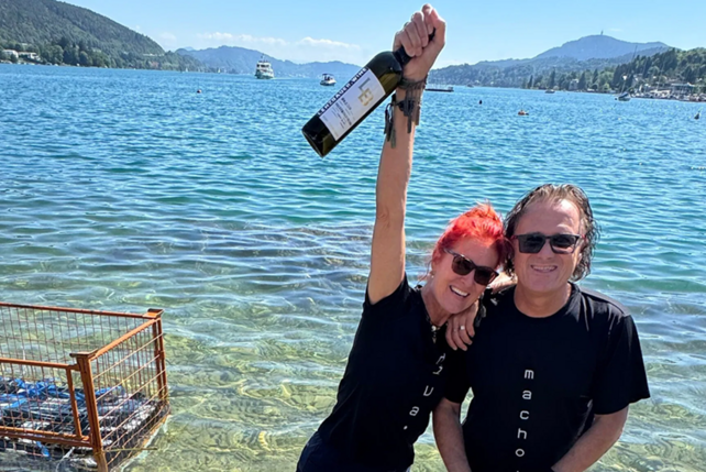 Wörthersee, Weinlagerung unter Wasser, Lenzbauer.wine, Gabriele Sudy, Walter Unterweger, Lavanttal, Wolfsberg, Kärntner Wein, Diva Wein, Macho Wein, Grauburgunder, Weißburgunder, Veldener Bucht, Weinexperiment, Jahrgang 2025
