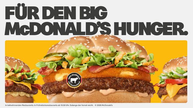McDonald’s Deutschland, große Burger, Systemgastronomie, Big Gouda, Big Tasty Red Steakhouse, Big Tasty Bacon, Rindfleisch aus Deutschland, Gastronomie-Nachrichten, Aktionsprodukte, Produktneuheiten