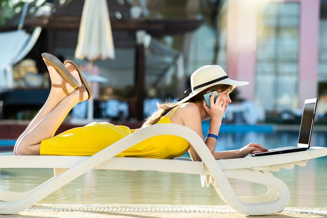 Büroarbeiter, Urlaub, Job, erreichbar