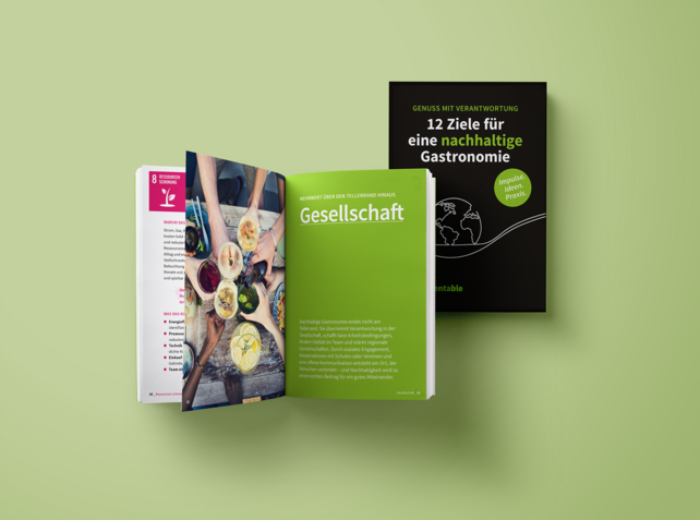 Greentable, Nachhaltigkeit, Gastronomie, Leitfaden, Genuss, Verantwortung, 12 Ziele, regionaler Einkauf, Abfallvermeidung, Niedersächsische Bingo-Umweltstiftung, Umwelt- und Klimaschutz, faire Arbeitsbedingungen, Praxisratgeber.